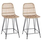 vidaXL Tabouret de bar 2 Pièces Naturel 44 x 54 x 96 cm Rattan et Acier
