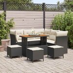 vidaXL Ensemble de canapé de jardin 9 pièces avec coussins en poly rotin noir et acacia