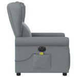 vidaXL Fauteuil de massage inclinable électrique gris clair tissu