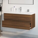 vidaXL Meuble lavabo avec bassin intégré Chêne brun Bois d'ingénierie