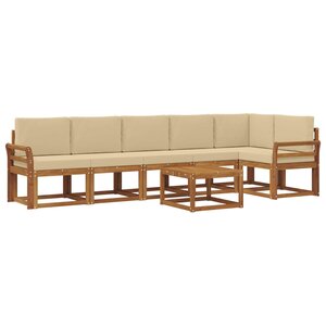 vidaXL Ensemble de canapés d'extérieur 7 Pièces Naturel et Beige