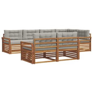 vidaXL Ensemble de canapés d'extérieur 7 pc Gris Naturel et Clair