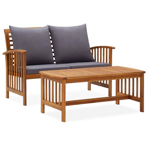 vidaXL Salon de jardin 2 Pièces avec coussins bois d'acacia solide
