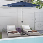 Parasol lumineux rectangulaire inclinable dim. 2 68L x 2 05l x 2 48H m parasol LED solaire métal polyester haute densité bleu