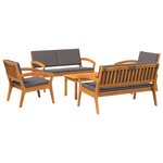 vidaXL Set Bistro 5 pièces avec coussins en bois massif d'acacia