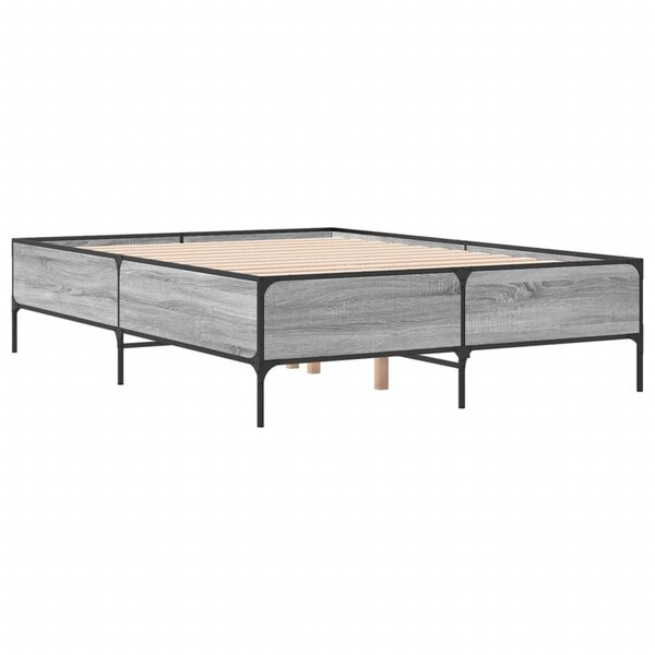 vidaXL Cadre de lit sonoma gris 140x200 cm bois d'ingénierie et métal