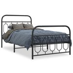 vidaXL Cadre de lit métal sans matelas avec pied de lit noir 107x203cm