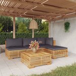 vidaXL Salon de jardin 5 Pièces avec coussins Bois de teck solide