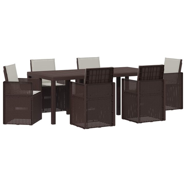 vidaXL Ensemble de salle à manger pour jardin avec coussin 7 Pièces PP