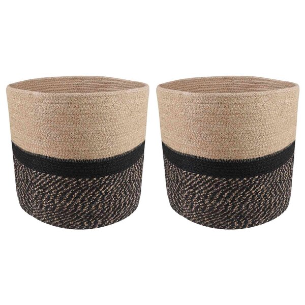 vidaXL Ensemble de Pots à Plantes 2 Pièces Naturel et noir Ø 28 x 28 cm