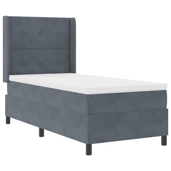 Lit à ressorts vidaXL avec matelas gris foncé 80x200 cm en velours