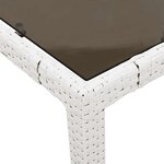 vidaXL Table de jardin avec dessus en verre blanc résine tressée