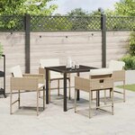 vidaXL Ensemble de salle à manger pour jardin 5 Pièces Beige polyrotin