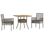 vidaXL Ensemble de salle à manger pour jardin 3 Pièces Gris Poly rotin