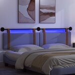 vidaXL Tête de lit suspendue Avec lumière LED Bleu denim PU antique