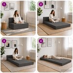 vidaXL Canapé-lit pliable Gris foncé 100 x 80 x 60 cm Tissu