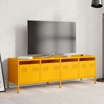 vidaXL Meuble TV jaune moutarde 135x39x43 5 cm acier laminé à froid