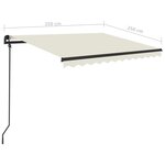 vidaXL Auvent manuel rétractable avec poteaux 3 5x2 5 m Crème