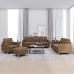 vidaXL Ensemble de canapés 4 Pièces avec coussins Marron Tissu