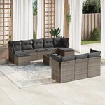 vidaXL Salon de jardin 11 Pièces avec coussins gris résine tressée