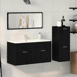 vidaXL Set de Meubles pour Salle de Bain avec porte 3 Pièces Chêne noir