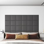 vidaXL Panneaux muraux 12 Pièces Gris 30x30 cm Similicuir 1 08 m²