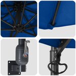 vidaXL Parasol mural de jardin bleu azur 250 cm