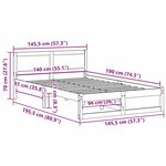 vidaXL Cadre de lit Naturel Bois de pin massif 140 x 190 cm Cadre de lit