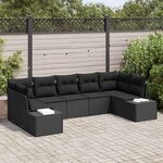 vidaXL Ensemble de canapé de jardin 7 Pièces Noir 289 x 154 x 85 cm