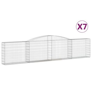 vidaXL Paniers à gabions arqués 7 Pièces 400x30x80/100 cm Fer galvanisé