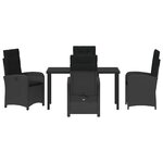 vidaXL Ensemble de salle à manger pour jardin 5 Pièces Noir polyrotin