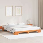 vidaXL Cadre de lit Marron cire 207 x 187 x 17 cm Bois massif en pin