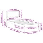 vidaXL Cadre de lit avec tête de lit Gris clair 80 x 200 cm Pin massif