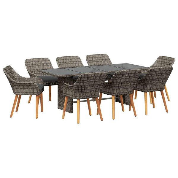 vidaXL Ensemble de salle à manger pour jardin 9 Pièces Gris polyrotin