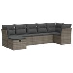 vidaXL Salon de jardin avec coussins 7 Pièces gris résine tressée