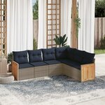 vidaXL Salon de jardin 6 Pièces avec coussins gris résine tressée