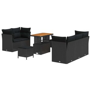 vidaXL Ensemble de canapé de jardin 8 Pièces Noir 90 x 55 x 71 cm