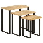 vidaXL Tables gigognes 3 Pièces avec bord vivant bois de manguier massif