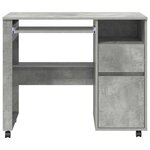 vidaXL Bureau avec roues Gris béton 91 x 50 x 77 cm Bois d'ingénierie