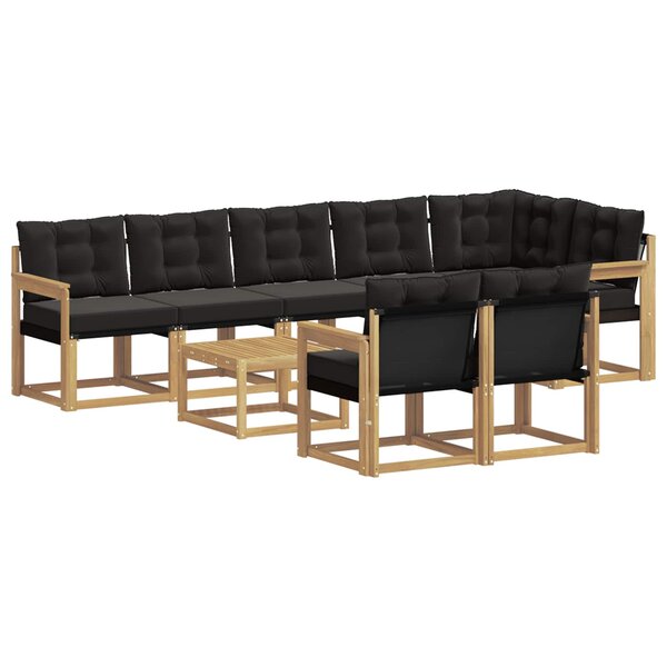 vidaXL Ensemble de canapés d'extérieur 9 pc Blanc et noir
