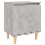 vidaXL Tables de chevet avec pieds en bois 2 Pièces Gris béton 40x30x50cm