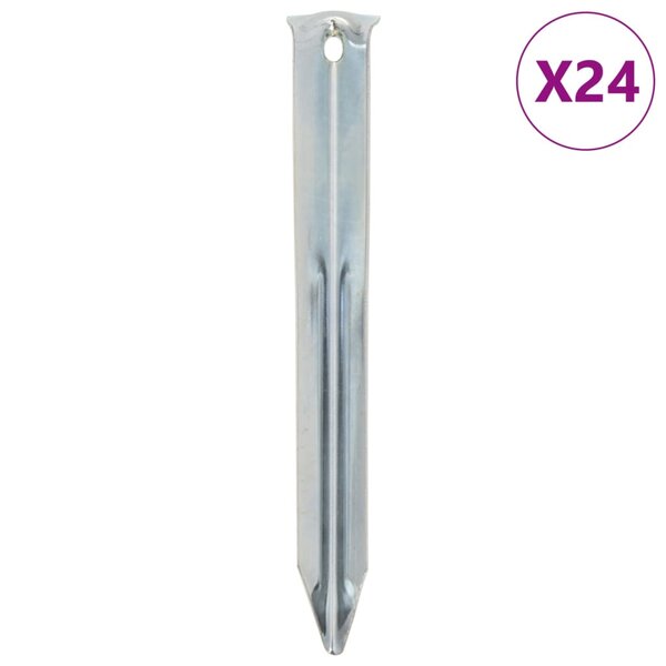 vidaXL Piquets de tente 24 Pièces 17 cm Ø20 mm acier galvanisé