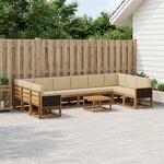 vidaXL Ensemble de canapés d'extérieur 11 Pièces Naturel et Beige