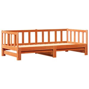vidaXL Lit Pull-out de Jour Brun cire 193 5 x 184 x 66 cm Pin massif
