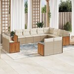 vidaXL Salon de jardin avec coussins 12 Pièces beige résine tressée