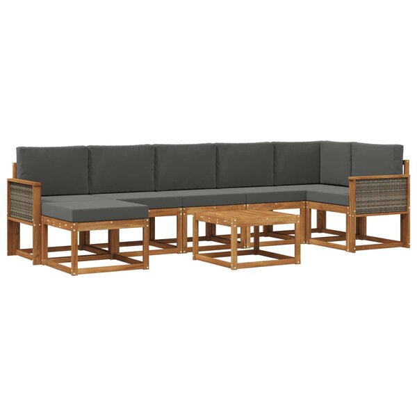 vidaXL Ensemble de canapés d'extérieur 8 pc Naturel et Anthracite