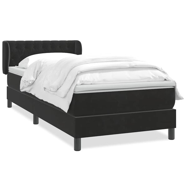 vidaXL Sommier à lattes de lit avec matelas noir 90x220 cm velours