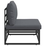 vidaXL Mobilier de jardin avec coussin avec oreiller Noir Aluminium