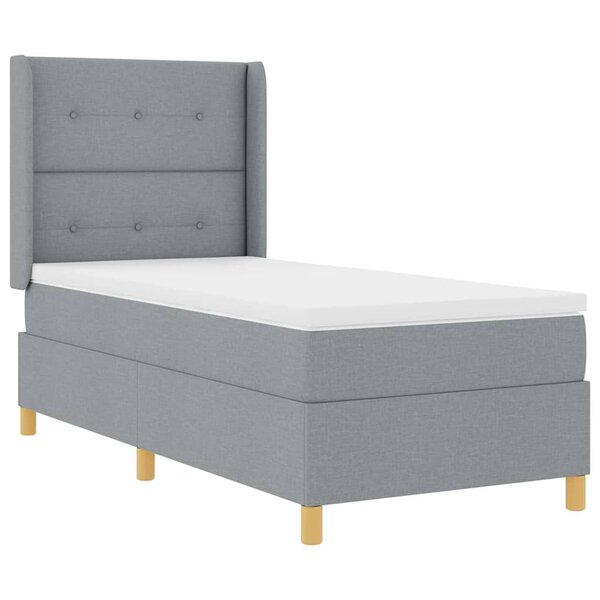 vidaXL Lit à ressorts avec bandes LED Gris clair 90 x 190 cm tissu