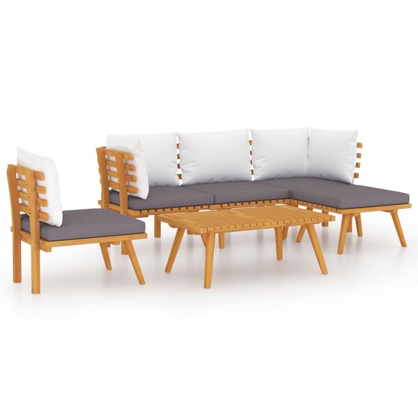vidaXL Salon de jardin 6 Pièces avec coussins Bois d'acacia solide